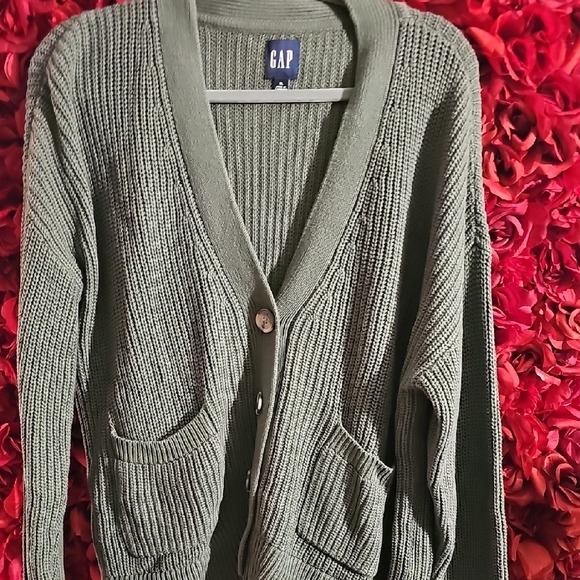 GAP NWT Women's Green Button Up Thyme Cardigan Sweater Size XLarge - Picture 1 of 7